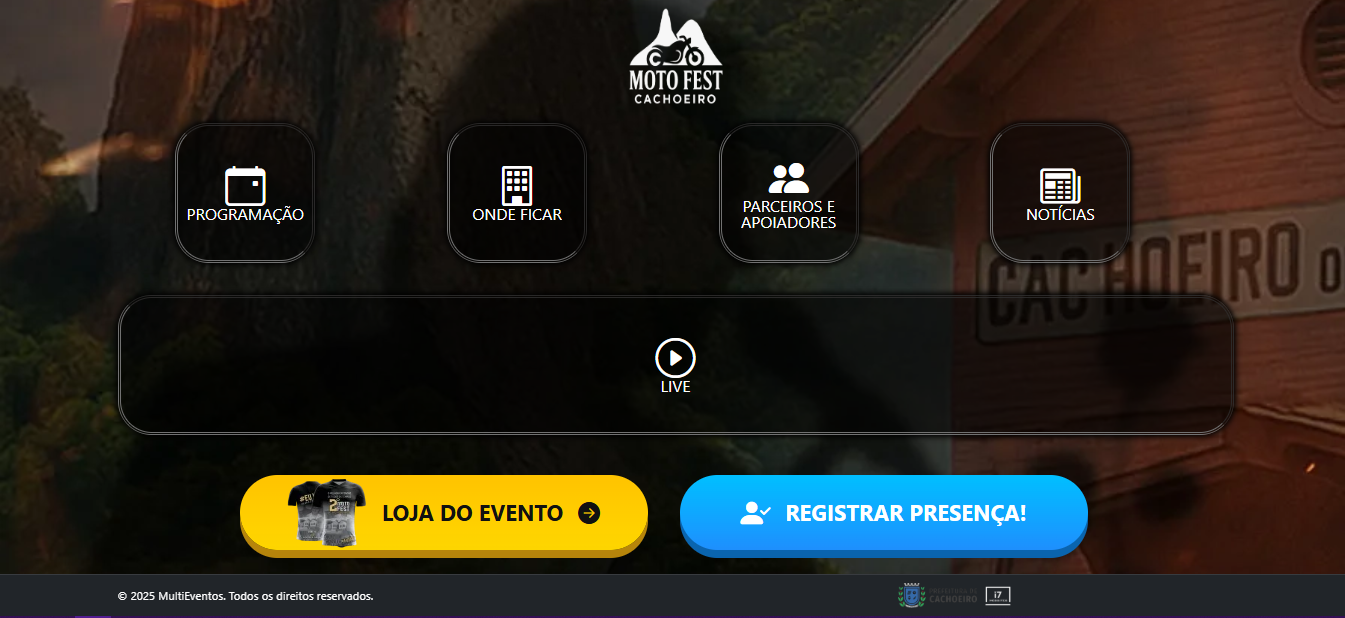 Central de Eventos - Live e navegação